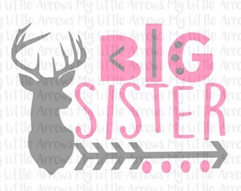 SALE- Deer head big sister silhouette SVG, DXF, Eps, png Files for Cutting Machines Cameo or Cricut - new big sister svg - deer svg cut file