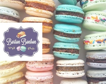 Boston Bonbon Handmade French Macarons Mixed Flavors of 12