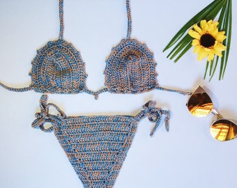 Custom Crochet Monokini TEAR DROP Swimsuit Bikini w/Your