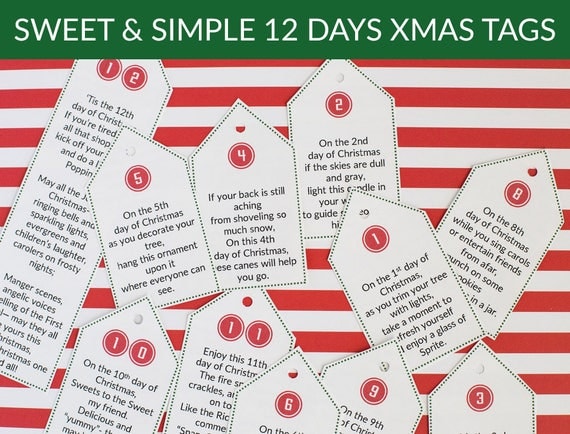 Sweet &amp; Simple 12 Days of Christmas Poem Tags Digital Download