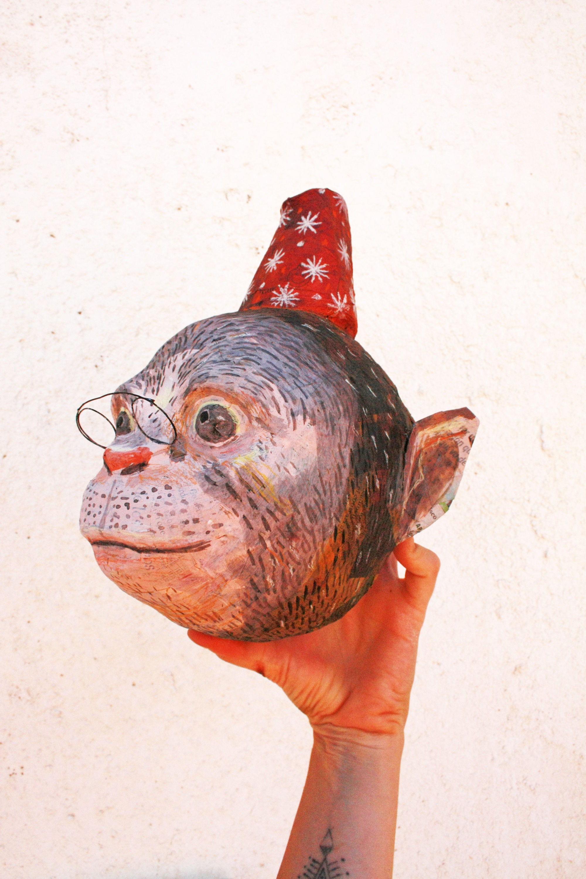paper mache monkey head/circus monkey wall