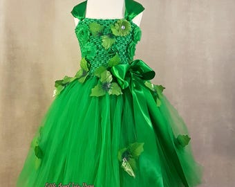Poison Ivy Dress. Handmade Poison Ivy Tutu. Fancy Dress. Birthday Party. Green Fairy Tutu Dress. Superhero Dress. Halloween Costume.