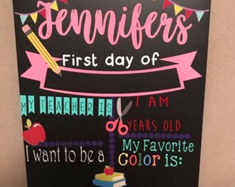 RUSH**OPTION**AVAILABLE** Boys & Girls First Day of School Chalkboard Sign - reusable sign kindergarten , first grade , last day of school