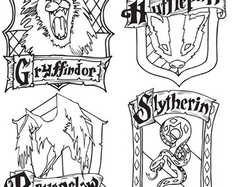Harry Potter Hogwarts House Crests - Digital SVG, PNG, JPG, Illustrator Files