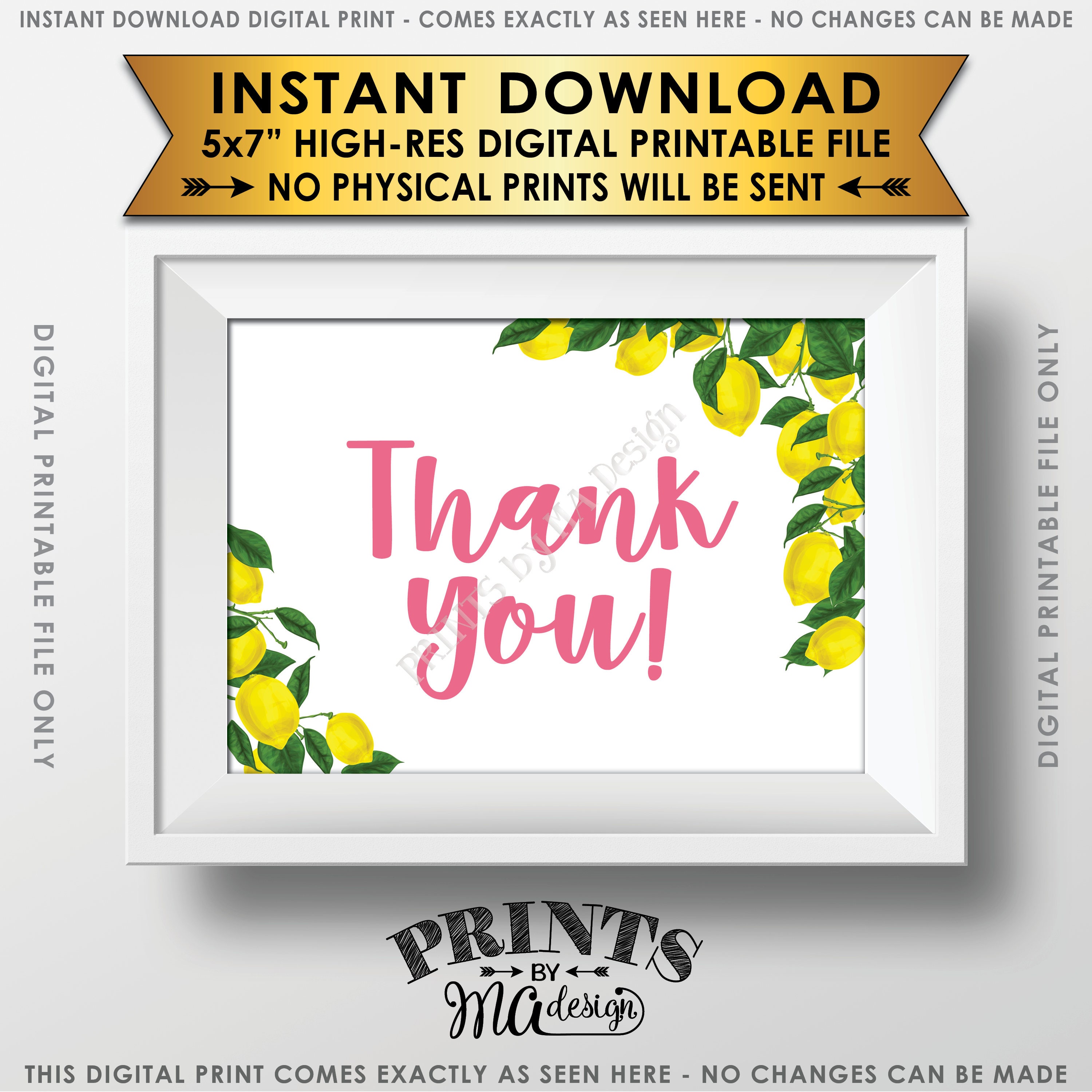 Lemon Thank You Sign or Card Lemon Themed Celebration Tuscan