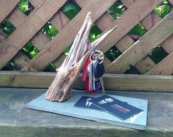 Original/Unique/Porte-Clés Décoratif/Decorative Key Holder/Driftwood and Slate/Handmade/Hall d'entrée