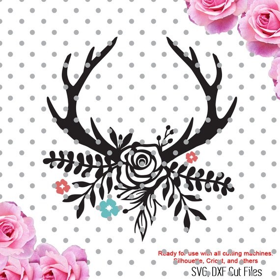 Download Floral Antlers Svg boho svg antlers flowers svg SVG DXF