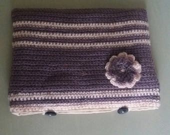 crochet pink and purple wool clutch