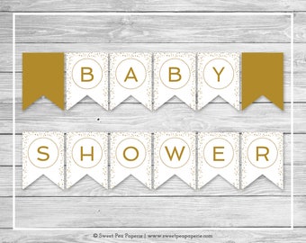 Pink and Gold Baby Shower Banner Printable Baby Shower