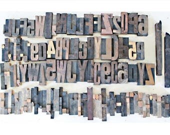 Antique Letterpress Blocks . Vintage Letterpress Block Lot . Wooden Letterpress Letters . Printers Block Letters . Printing Press Letters
