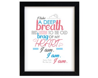 Sylvia Plath | The Bell Jar Quote | I am, I am, I am | Art Print | A4