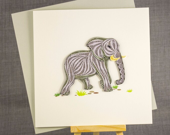 3D Handmade Card  Quilling Card Quilled Elephant Animal Card Paper Quilling