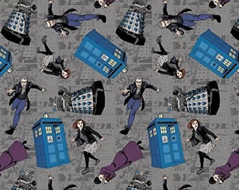 Dr. Who Dear Character Book Toss Cotton Fabric Spring BTY
