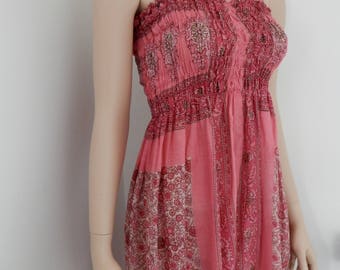 Original 1970's Indian Cotton Sun Dress - Size 8/10