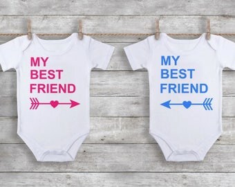 Best Friend Onesies, Baby Clothes, Twin Onesie Set
