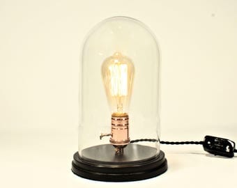 Dome Jar Table Lamp, Black, Edison Table Lamp, Edison Bulb