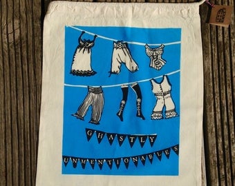 vintage underwear screen printed laundry bag