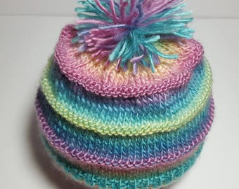Baby knitted hat, original winter hat, chapeau tricoté, chapeau bébé, tuque bébé, baby shower gift, cadeau nouveau né, bleu pale