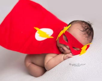 Flash Superhero, Newborn superhero, superhero capes, Flash, felt cape, Newborn photography, newborn photo prop, Photography, newborn
