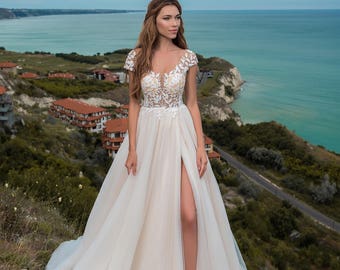  Slit  wedding  dress  Etsy