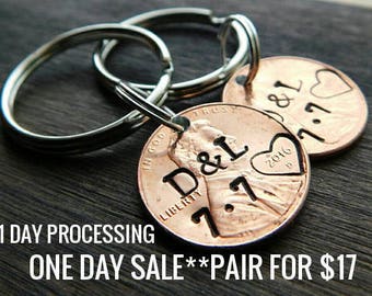 Custom Lucky Penny Keychain, Anniversary Gift for Girlfriend, Boyfriend Gift, Husband, Wife Gift, For Her, For Him, Best Selling, Wedding
