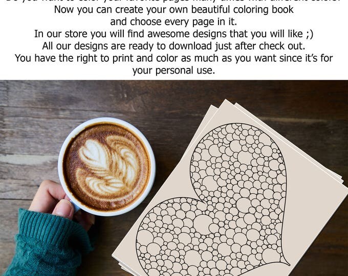 Valentine Coloring Card, Printable Heart Colouring Page, Downloadable Coloring Pages For Adults, DIY Coloring Sheet, Love Coloring PDF