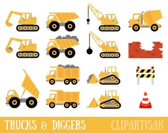 Trucks and Diggers Clipart / Construction Clipart