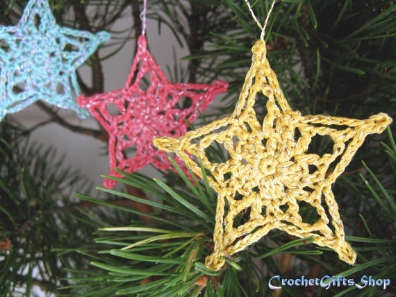 Crochet PATTERNS Christmas Star Ornaments PDF Pattern Instant