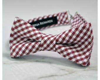 Burgundy bow tie, for boys, for toddler, wine bow tie, for baby, for kids, burgundy bow tie, for men, for ring bearer, for kids, gingham
