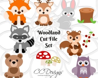Woodland Animal SVG Cut Files, Baby Forest Animal Cut Files, Baby Deer, Cute Fox, Owl, Baby Bear, Bunny, SVGs for Cricut & Silhouette