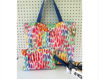 Beach Bag, Large colorful beach bag, Large tote bag, Colorful diaper bag, Beach diaper bag, Travel beach bag for women, Beach gift