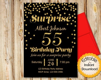 Surprise 55Th Birthday Invitations 9