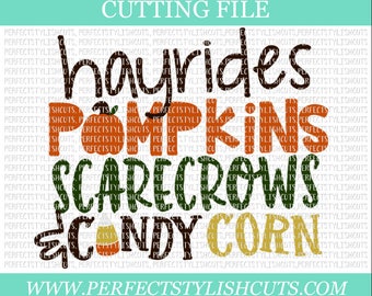 Hayrides, Pumpkins, Scarecrows And Candy Corn Svg - Pumpkin Patch SVG, DXF, EPS, png Files for Cutting Machines Cameo or Cricut - Fall Svg