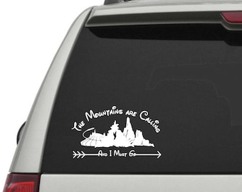 Disney Mountains Decal! Yeti, Car, Water Bottle Decal Or Shirt Iron On! The Mountains Are Calling Space Mountain Decal, Disney Trip Decal