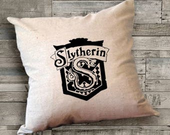 Harry Potter Slytherin House Pillow Cover,Harry Potter Pillow,Slytherin Pillow,Slytherin decal,Slytherin patch,18 x 18 Pillow,Custom Pillows