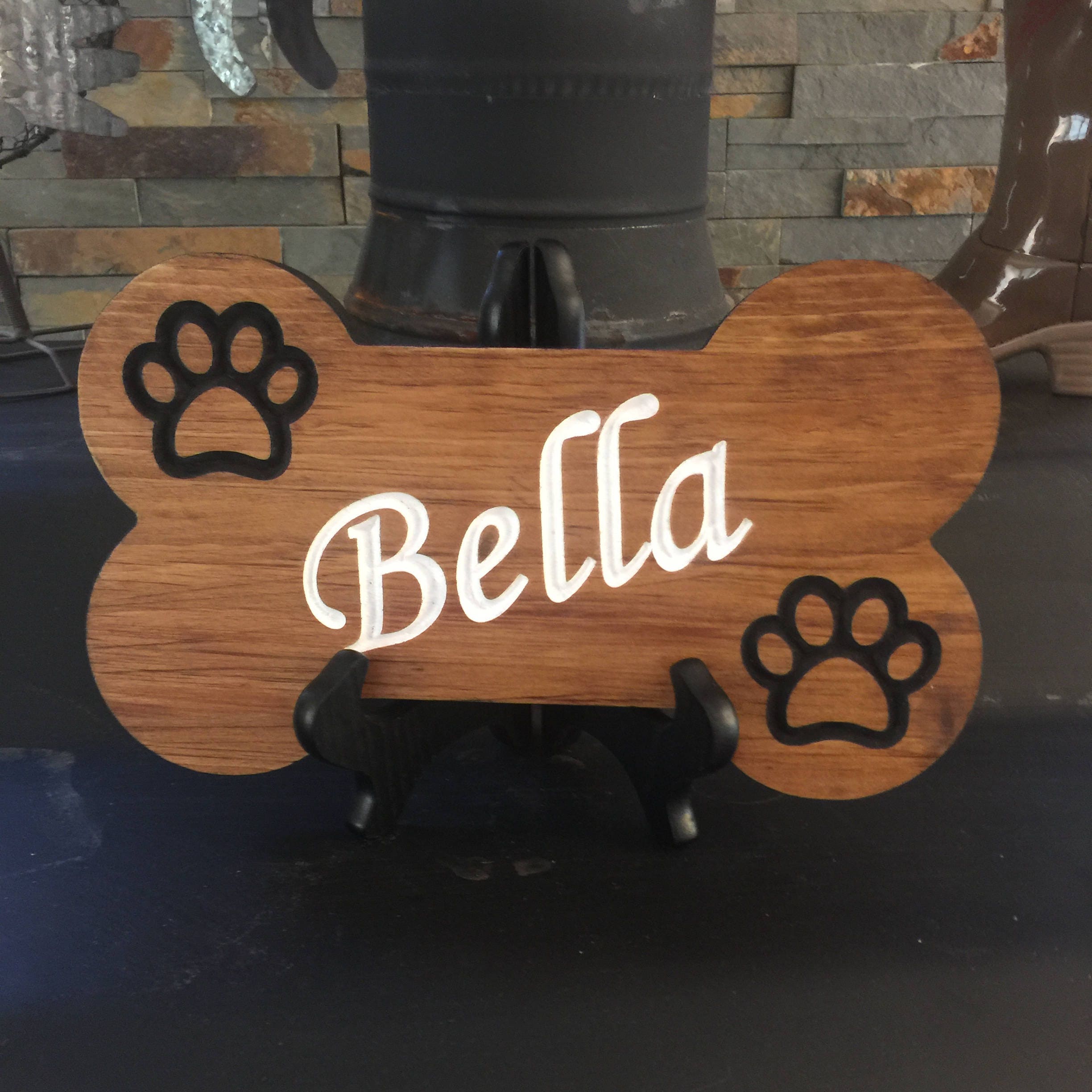 Dog Bone Shaped Pet Name Wood Sign Pet Name Wood Sign