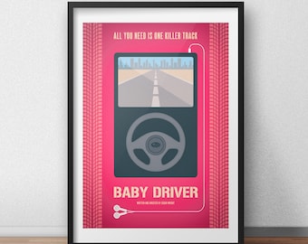 Baby Driver 2017 Movie Poster - Edgar Wright - Alternative Film Poster - Wall Art - Poster Art