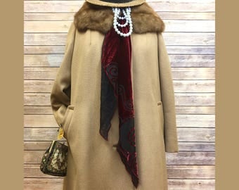 Down on the Boardwalk Vintage 50's Fur Collar Swing Coat
