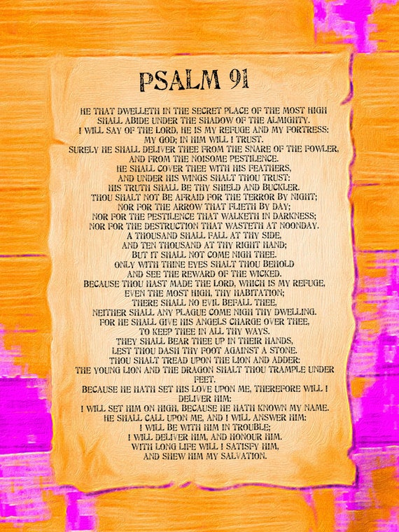 Psalm 91 God's Protection Bible verse gift poster.