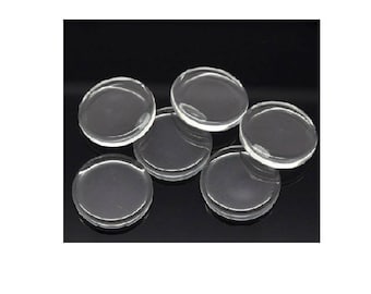 Set of 10 14 mm transparent glass cabochons