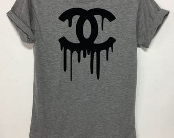 Chanel T-Shirt, tee, t-shirt, women t-shirt, gray t-shirt