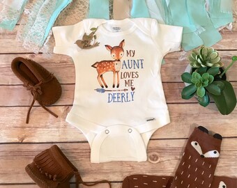 Aunt Onesie®, Aunt Gift, My Aunt Loves Me Deerly, Aunt Baby Bodysuit,I Have The Best Aunt Ever, Auntie Onesie, Deer Onesie, Unique Baby Gift