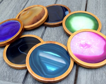 Agate Coasters // Geode Coasters // Crystal Coasters // Boho Decor // Agate Slice Coaster // Pink, Black, Natural, Teal, Purple, Blue, Green