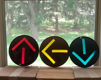 3 Traffic Light Lenses Glass 12"