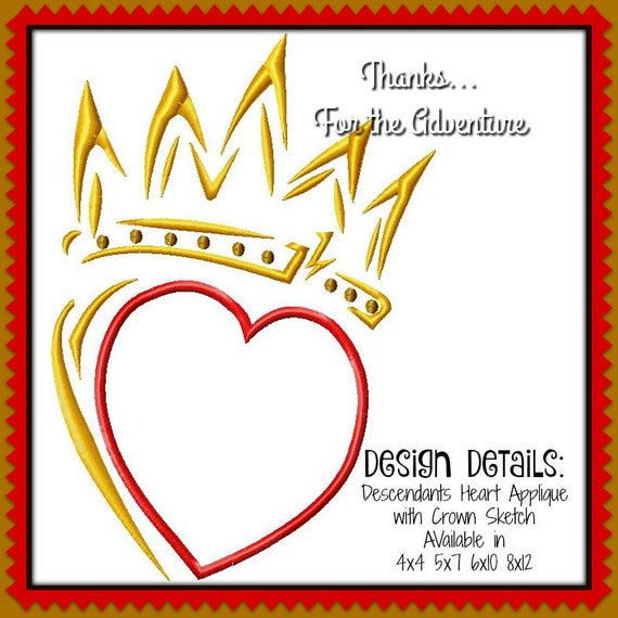 Download Descendants Crown Heart Applique/Sketch Combo Digital