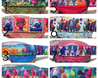 Trolls Ribbon, Poppy Ribbon, Trolls Grosgrain Ribbon, 36mm printed Ribbon, Cartoon Character Ribbon