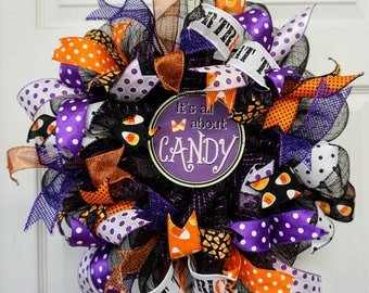 Halloween Wreath-Mini, Halloween Door Decor-Mini, Halloween Door Hanger-Mini, Candy Corn Wreath-Mini