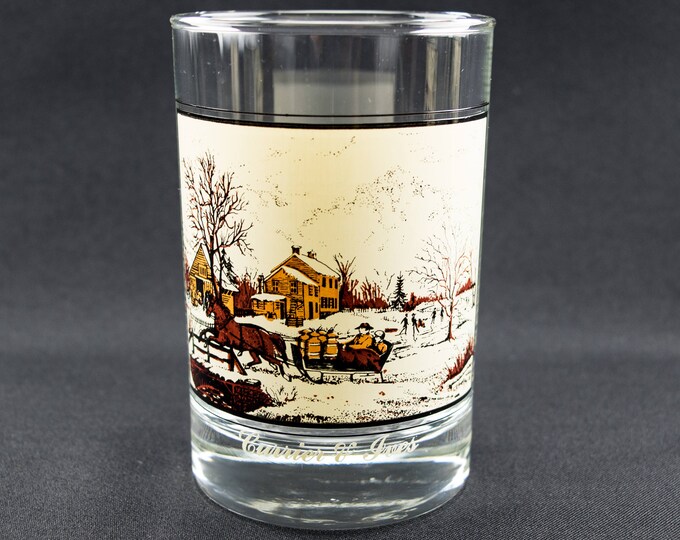 Classic Currier & Ives Wintertime Scenes Glass Set | Vintage Arbys Old Fashioned Glasses | 12 Oz Winter Glasses - Set Of 4