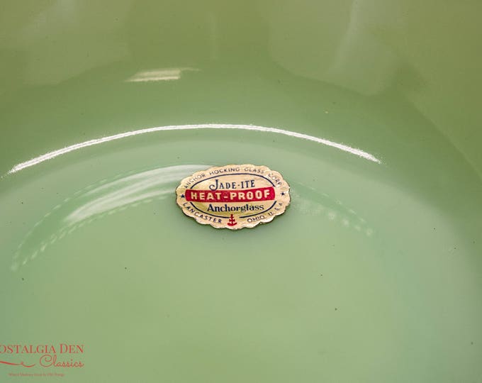 Vintage Fire King Jane Ray Jade-Ite | 8.25''Round Vegetable Serving Bowl | With Label