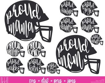 26 Proud Football Bundle - Football Helmet svg files - Football Mama, Mom, Dad, Sister, Brother, Aunt, Grandma, GiGi, Granny, Nana, and Wife